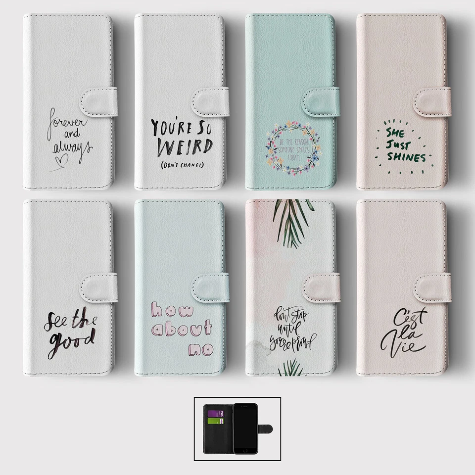 CASE FOR IPHONE 16 15 14 13 12 11 PRO WALLET FLIP PHONE COVER B&W INSPIRATIONAL - Image 1 of 1