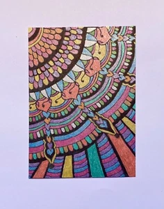 SEArts Metallic Sun ACEO ORIGINAL Abstract Zentangle Ink Acrylic & Gel Pen Art - Picture 1 of 4
