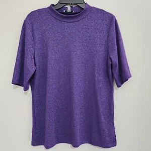 skinnygirl by BETHENNY FRANKEL size Large Metallic Stretchy Mock Neck Top - Picture 1 of 9
