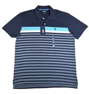 Izod Mens Large Polo Shirt Advantage Performance Pique UPF-15 Short Sleeve Blue - Picture 1 of 7