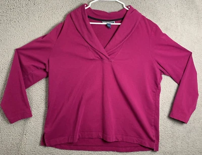 Karen Scott Sudadera Mujer Manga Larga Pullover Algodón Rojo Informal Exterior 2X Foto 1 de 4