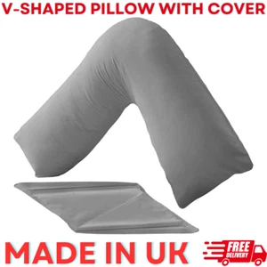 V-SHAPED PILLOW WITH GREY COVER PREGNANCY MATERNITY ORTHOPAEDIC SUPPORT NURSING - Picture 1 of 7