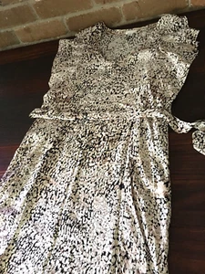 Witchery 100% Silk Abstract Print Dress Size 12 Shift Flutter sleeve Belt Tie - Picture 1 of 11