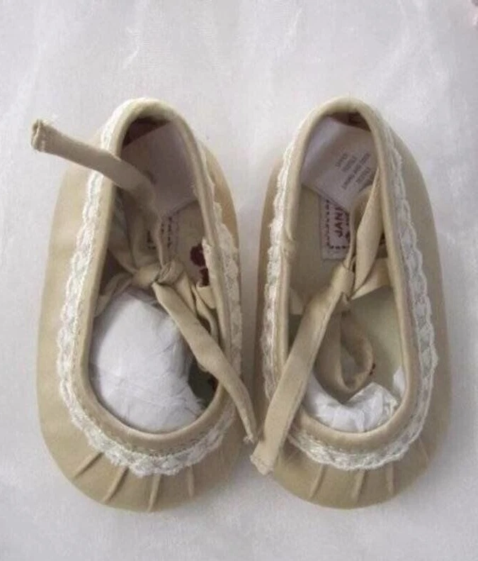 Новый Janie и Jack ностальгический праздник 01 золото ткани кружева отделки кроватки туфли - Изображение 1 из 1