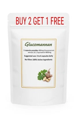 Glucomannan 4800mg Capsules Weight Loss Fibre Appetite Suppressant Konjac Root - Image 1 of 4