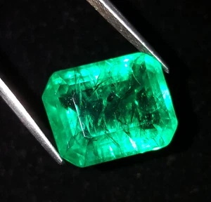 22.23 Ct Loose  Gemstone Natural Colombian Green Certified Emerald Transparent - Picture 1 of 12