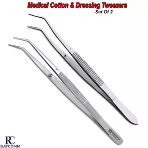 Dental Meriam Tweezer College Medical Nursing Cotton & Dressing Forceps Set Of 2 - Imagen 1 de 5