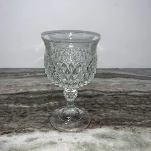 Vintage 1965 INDIANA GLASS Diamond Point Clear Wine Water Glass - Picture 1 of 5