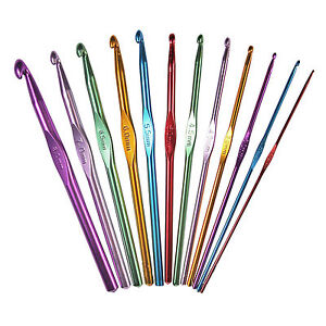 12Pcs Multi Colors Aluminium Crochet Hooks Yarn Knitting Needles Set 2mm-8mm