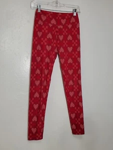 Lularoe One Size Red Hearts Design Leggings - Picture 1 of 6
