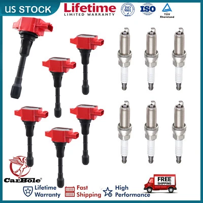6 Ignition Coils & Spark Plug For Nissan Maxima Murano Pathfinder Infiniti UF550 — 第 1/4 张图片