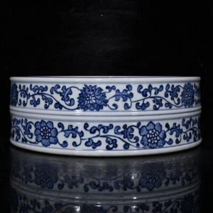 16"Qing dynasty Porcelain qianlong mark Blue&white flowers Peaches Brush Washer - Picture 1 of 9