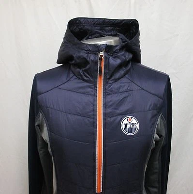 Chaqueta Edmonton Oilers para mujer rendimiento medio con capucha 1/2 cremallera NHL Foto 1 de 4