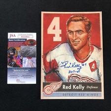 Red Kelly Signed Detroit Red Wings SGA Retirement Night 6x9 Photo Card JSA COA