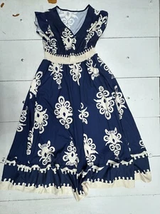 Shein Navy Blue White Floral Print Short Sleeve Dress Womens Size XL - Picture 1 of 4