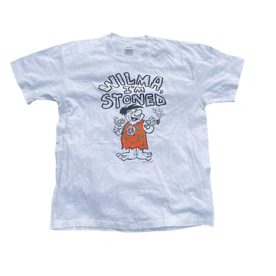 Vtg 90’s Fred Flintstone "Wilma I'm STONED" T shirt Size XL Single Stitch USA - Image 1 of 4