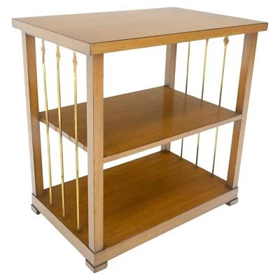 Charak Mid Century Modern Mahogany & Brass Night stands End Side Table Parzinger - Image 1 of 4