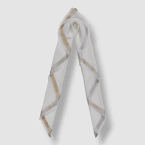 Loro Piana Women's White Rainbow Quadrant Cashmere Italy Knit Silk Scarf - Picture 1 of 3