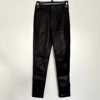 IRO Cuero Pierna Recta Cuero Negro Pestaña Cierre Frontal Talla 34 (2) Foto 1 de 4