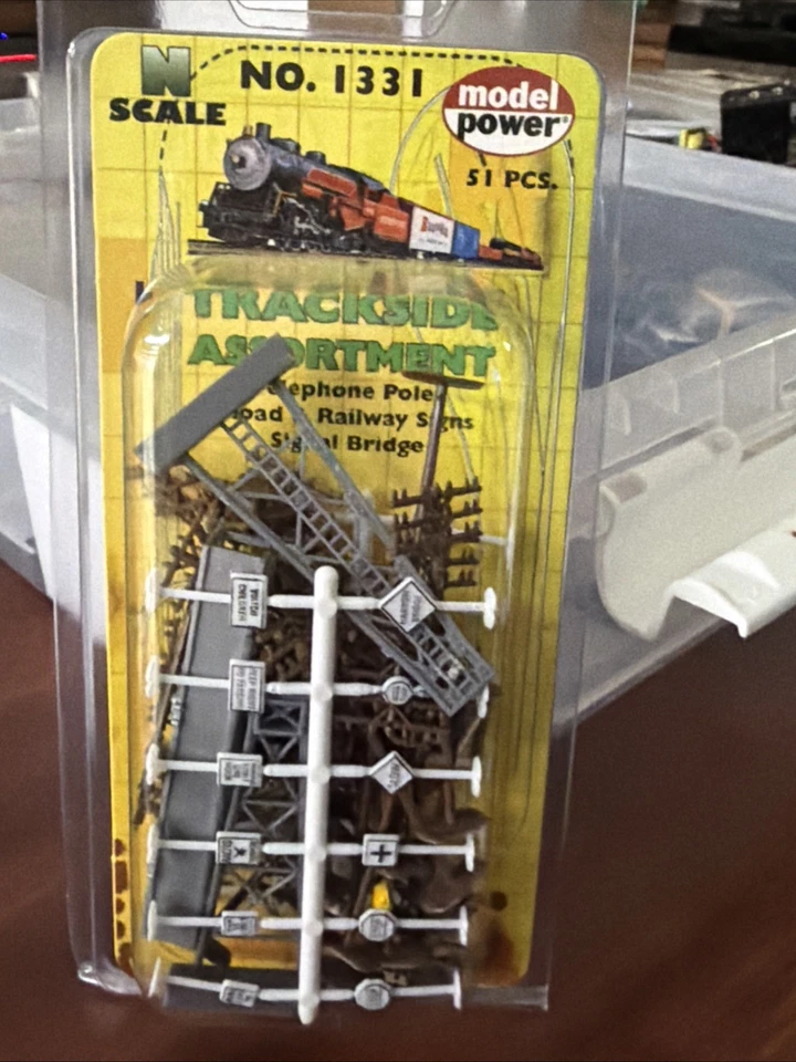 Model Power N Scale Telephone Poles, Signs, Signal Gantry 51 PC Set No 1331 - Image 1 of 1