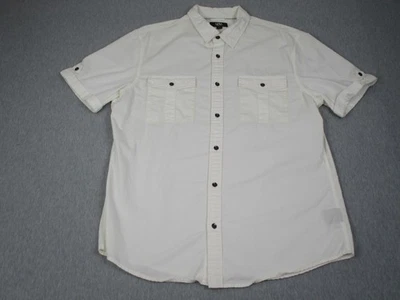 Rock & Republic Shirt Mens Large White Short Sleeve Button Up Pockets Cotton - Image 1 of 4