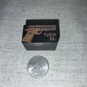 Vintage Letter Press Printing Copper Block Colt .45 Handgun  - Picture 1 of 4