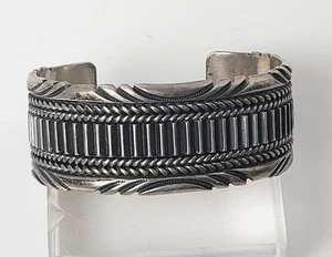 Pulsera Nativa Americana Talla 6 Esterlina 53 gm 1 pulgada Ancho D Clark Sello Navajo - Imagen 1 de 11