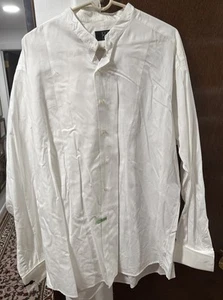 Ike Behar French Cuff 17.5/37 White Collarless Formal Shirt Very Good Condition - Picture 1 of 2