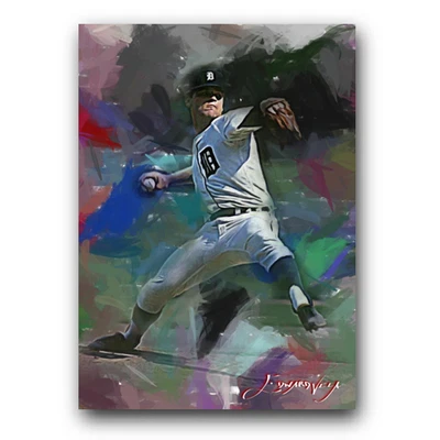 Tarjeta de arte limitada Denny McLain #4 20/50 firmada por Edward Vela (Tigres de Detroit) Foto 1 de 2