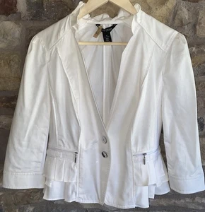 Chaqueta Blazer Mujer White House Black Market Peplum Volantes Manga 3/4 Talla 10 - Imagen 1 de 7