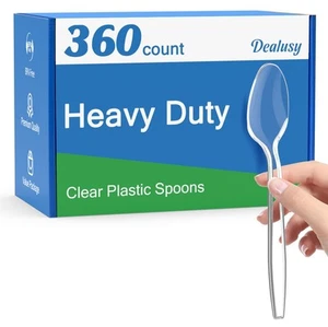 360 Count Clear Plastic Spoons Disposable, BPA-Free, Heat Resistant, Solid an... - Picture 1 of 7