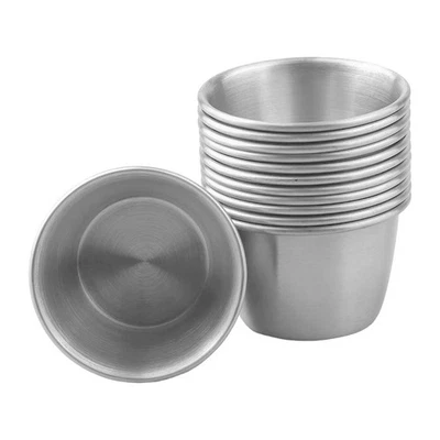 Versatile Stainless Steel Portion Cups 2 5 oz Pack of 12 for Sauces - Image 1 of 4