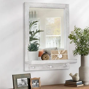 Wall Mirror for Bathroom Farmhouse Mirrors Hanging Rustic Wash White Large Wa... - Picture 1 of 7
