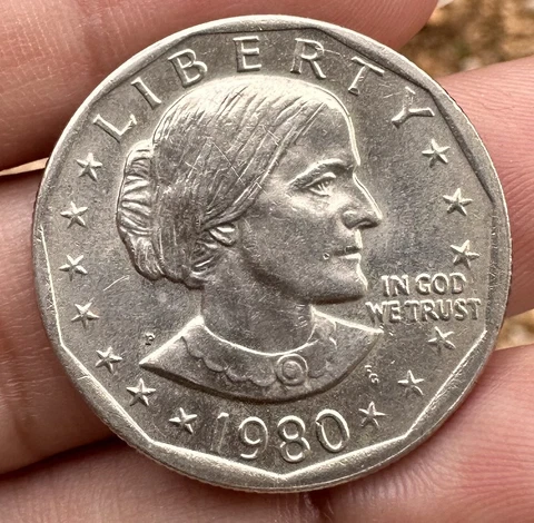 1980 D Susan B Anthony One Dollar Wide Rim Error Cover