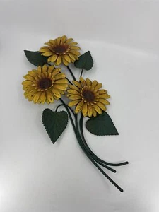 Vintage 16" Metal Sunflower Wall Decor 3 Sunflowers Hanging Metal Decor - Picture 1 of 5