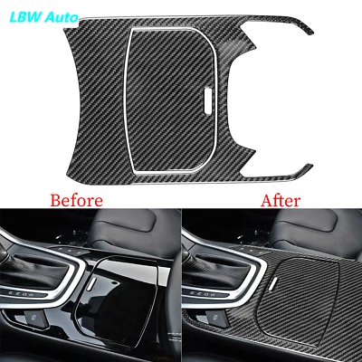 Consola central de fibra de carbono portavasos de agua panel embellecedor para Ford Edge 2015-2019 Foto 1 de 4