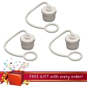 Aqua Pro 27838 (27839), Water Hose Cap With 3/4" Strap, White, Set Of 3 - Picture 1 of 3
