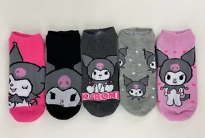 Sanrio Kuromi No Shows Socks 5 Pairs Shoe Size 4-10 Socks Size 9-11 - Picture 1 of 9