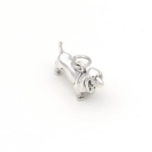 Basset Hound Dog 3D 925 Solid Sterling Silver Charm Pendant - Picture 1 of 5