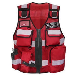 Sicherheitsweste Warnweste Herren Schutzweste Arbeitsweste Einsatzweste Rot - Bild 1 von 6