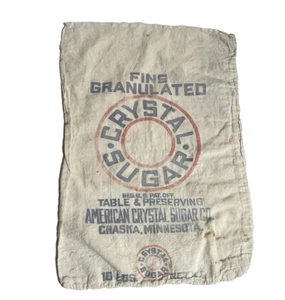 Vintage Crystal Sugar Cloth Sack Advertising Chaska MN American Crystal Sugar CO - Bild 1 von 7