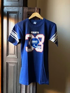 VINTAGE 1970s NFL NEW YORK GIANTS CHAMPION BLUE BAR BOBBY HAMMOND T-SHIRT (M) - Picture 1 of 10