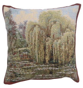 Bridge Monet's Garden 17x17 Inch, Tapestry Throw Pillow Cushion Covers for Couch - Picture 1 of 9