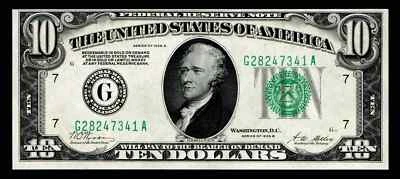 $10 1928- B Federal reserve Chicago GEM UNC Free Shipping (B158) - Image 1 of 2