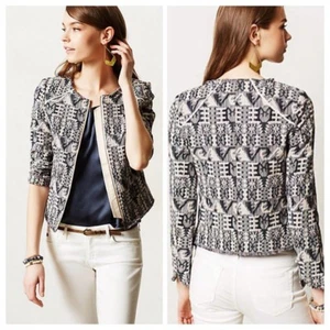 Hei Hei Anthropologie Jacket Size 10 Full Zip Up Faifo Textured Jacquard Aztec - Picture 1 of 8