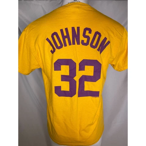 Magic Johnson #32 Los Angeles Lakers Hardwood Classics Logo T-Shirt Men's MEDIUM Cover