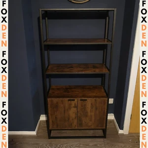Brown Large Industrial Bookcase Storage Cabinet Metal Tall Shelving Display Unit - Picture 1 of 12
