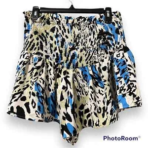 Glam large up and away shorts in blue elastic waist ruffle satin feel bottom nwt - Picture 1 of 8