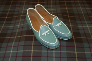 Belgian Shoes All Calf Midinette, Lt Teal/White, Style 5121, Size 5.5 AAA - Picture 1 of 9