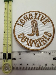 Long Live Cowgirls Patch Iron On Embroidered Cowboy Boots Country - Picture 1 of 3